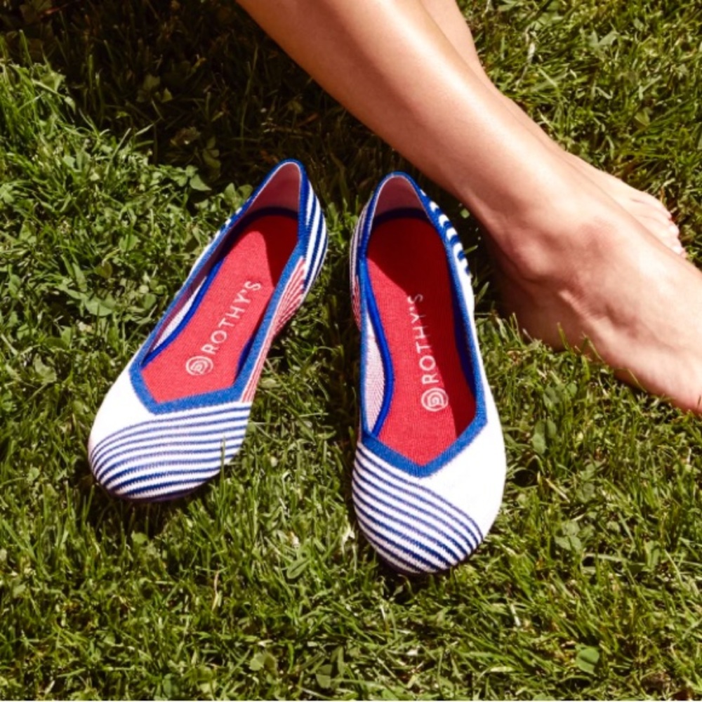 Rothy's Limited Edition Pink Mixed Stripe Flats with Round Toe (Size 8)